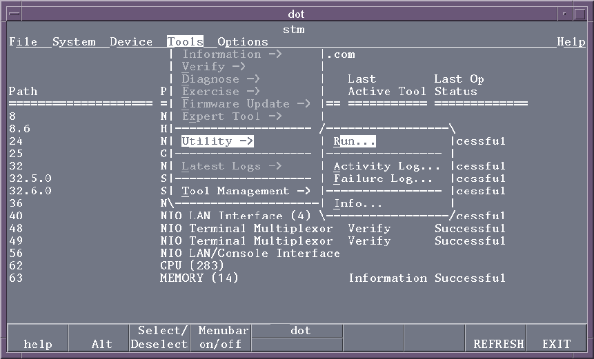 Selecting utility from the mstm Tools menu, 14K