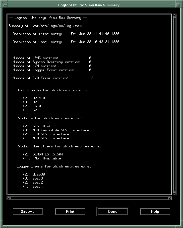 Summary for a log file, 16K