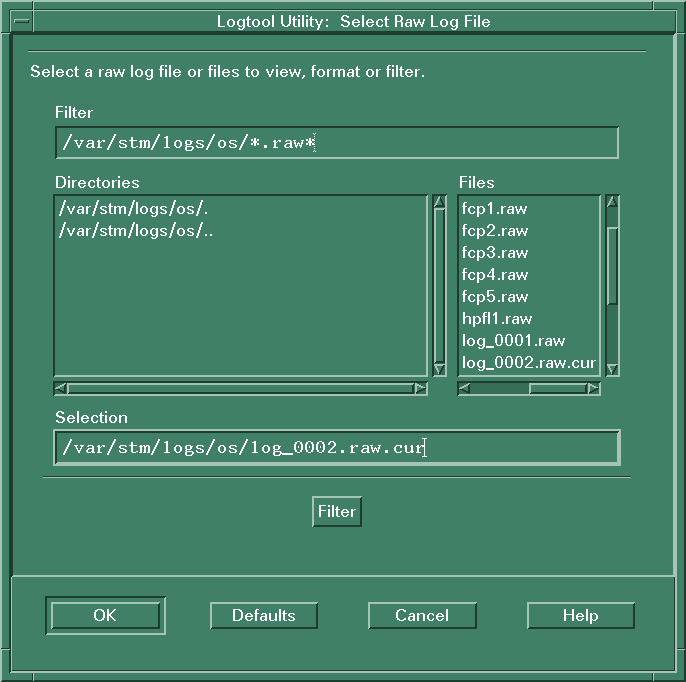 Selecting a raw log (xstm), 12K