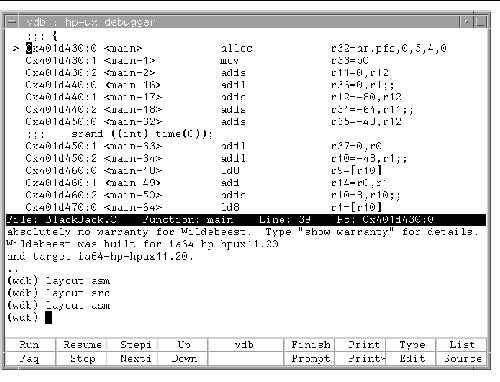 Visual Interface for HP WDB GUI Disassembly Display