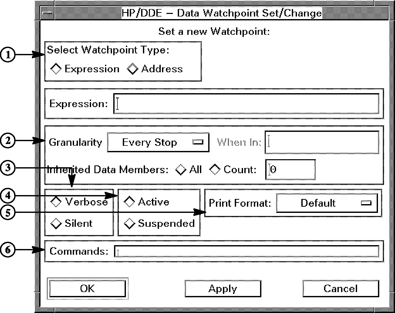 [The Data Watchpoint Set/Change Dialog Box]