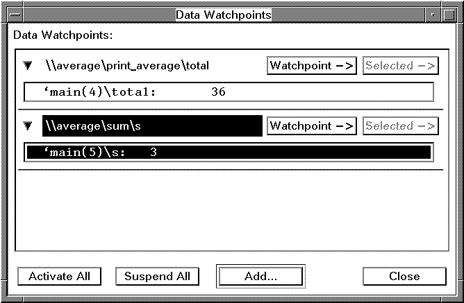 [The Data Watchpoints Dialog Box]