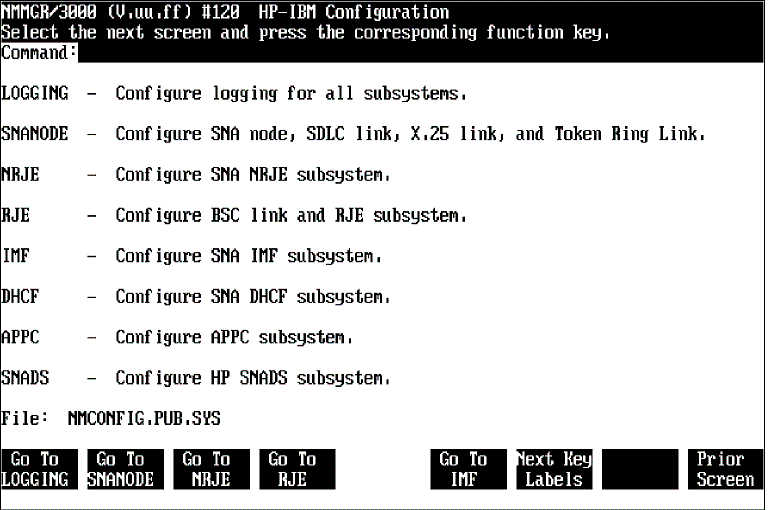 [HP-IBM Configuration Screen]