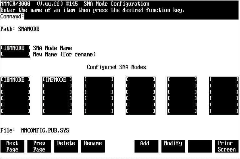 [SNA Node Configuration Screen Example]