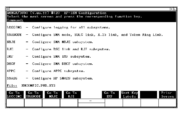 HP-IBM Configuration Screen