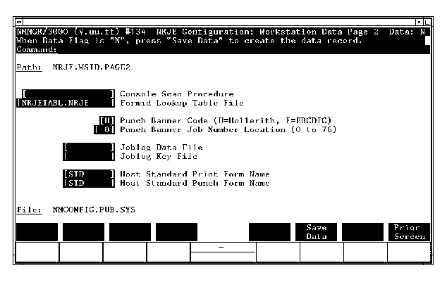 Workstation Data Page 2 Screen Example