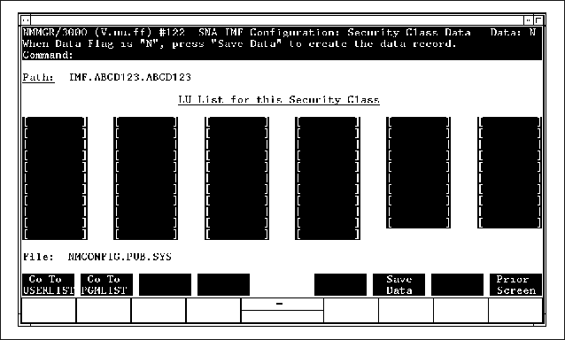 Security Class Data Screen