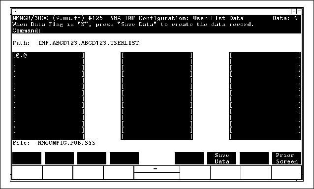 User List Data Screen