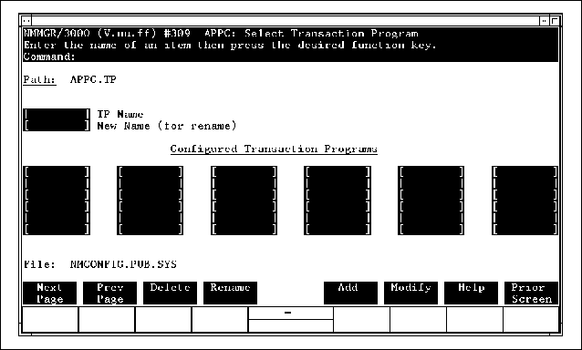 Select Transaction Program Screen