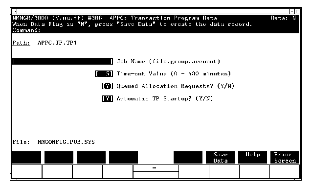 Transaction Program Data Screen