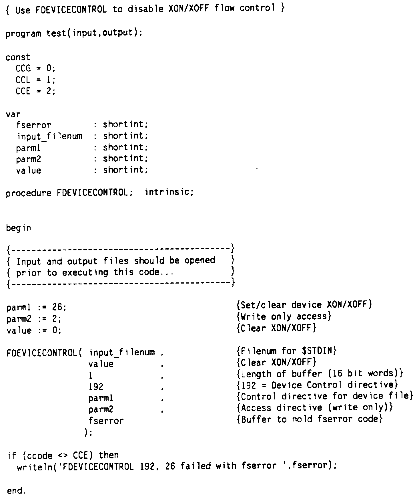 Disable Device XON/XOFF Processing