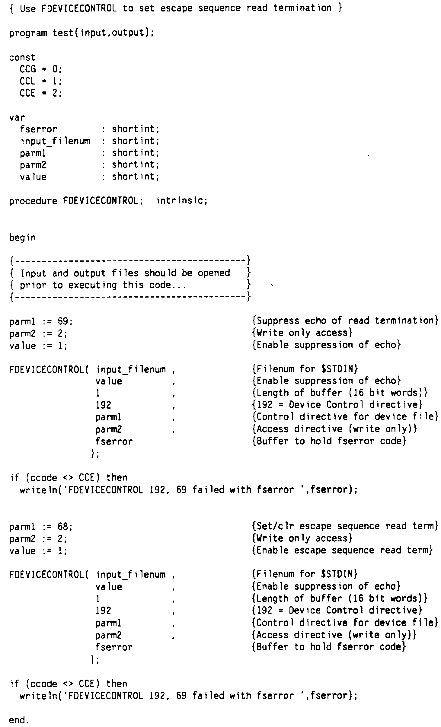 Escape Sequence Read Termination