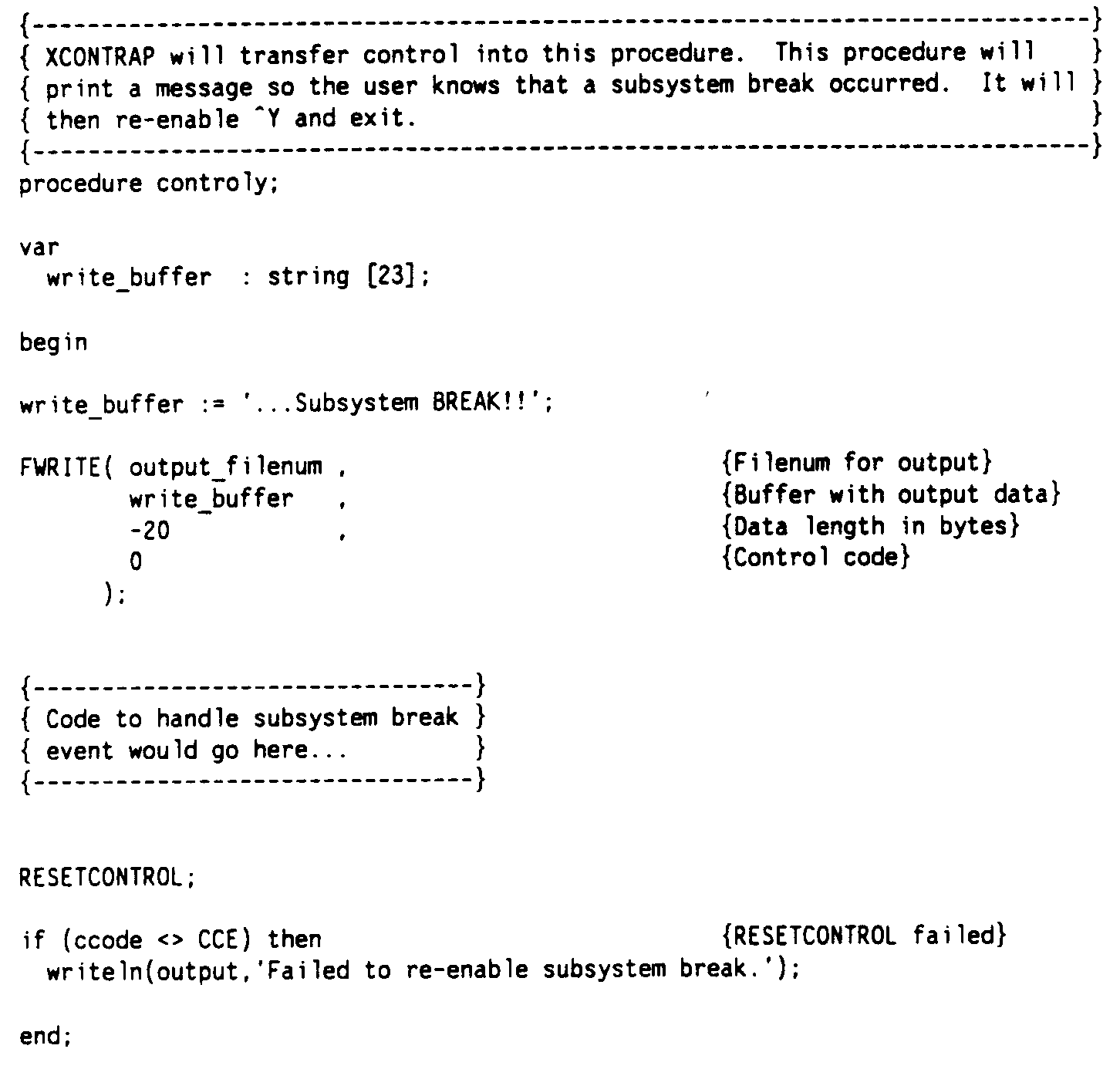 Illustrating a Subsystem Break Handler