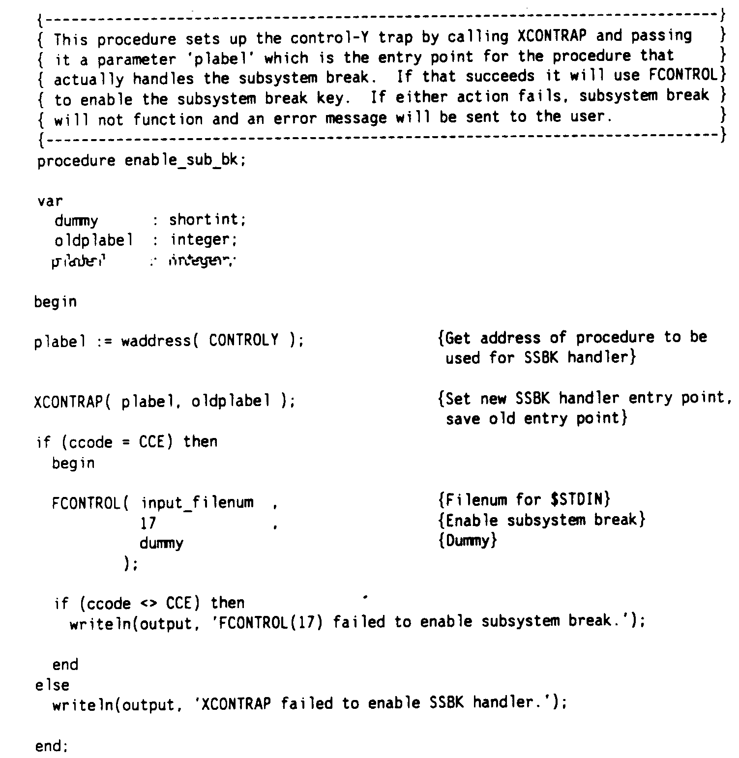 Procedure to Enable Subsystem Break