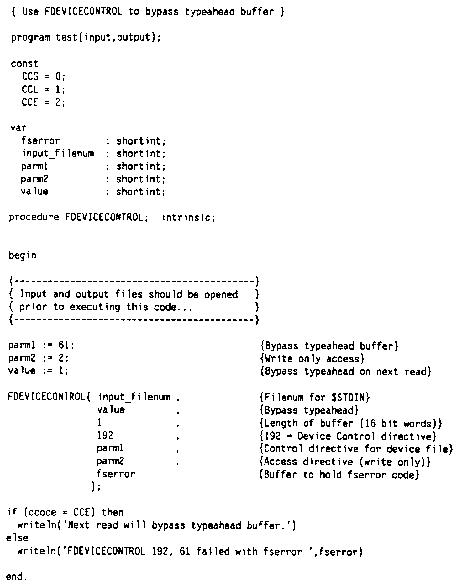 Program Fragment to Flush Buffer