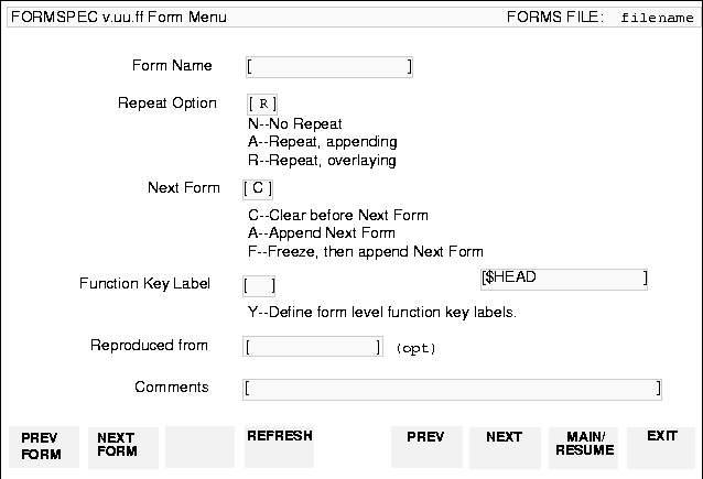 Form Menu