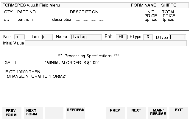 Advanced Processing Specifications