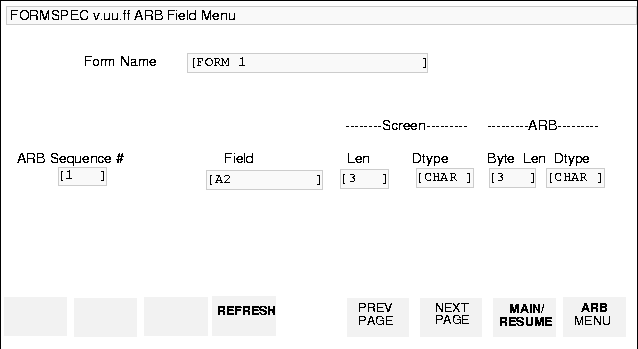 ARB Field Menu