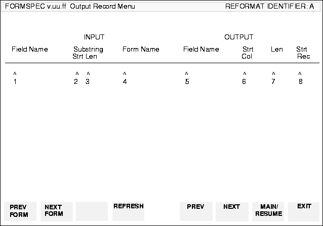 An Example of an Output Record Menu