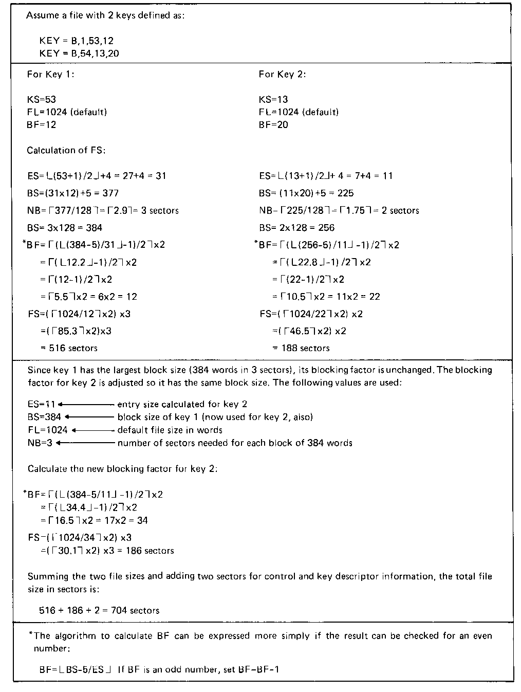 [Calculation of Total Key File Size with Two Keys]