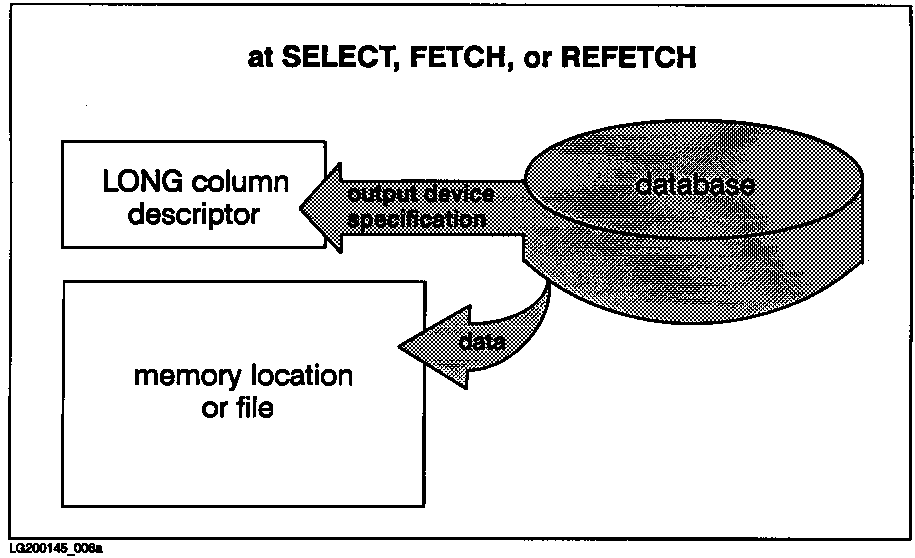 [Flow of LONG Column Data and Related Information from the Database]