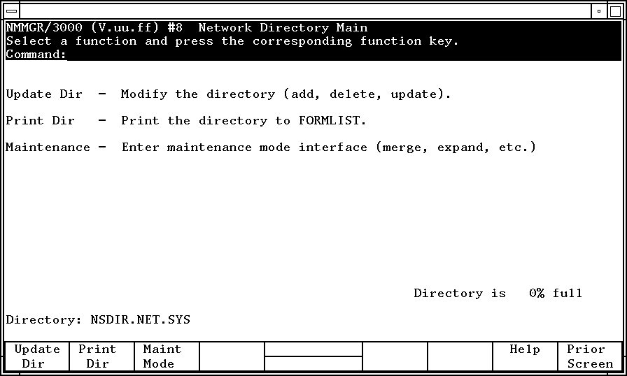 [Network Directory Main Screen]