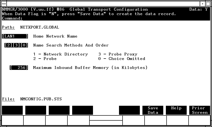 [Global Transport Configuration Screen]