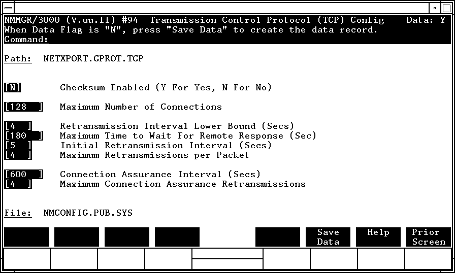 [Transmission Control Protocol (TCP) Configuration Screen]