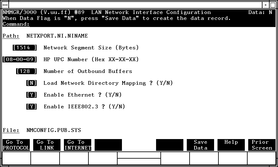 [LAN Network Interface Configuration Screen]