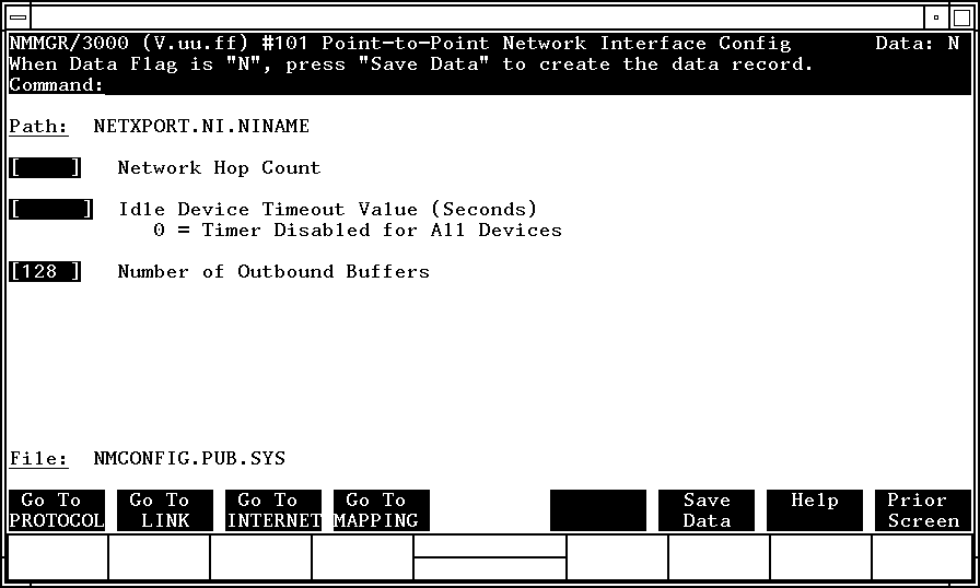 [Point-to-Point Network Interface Configuration Screen]