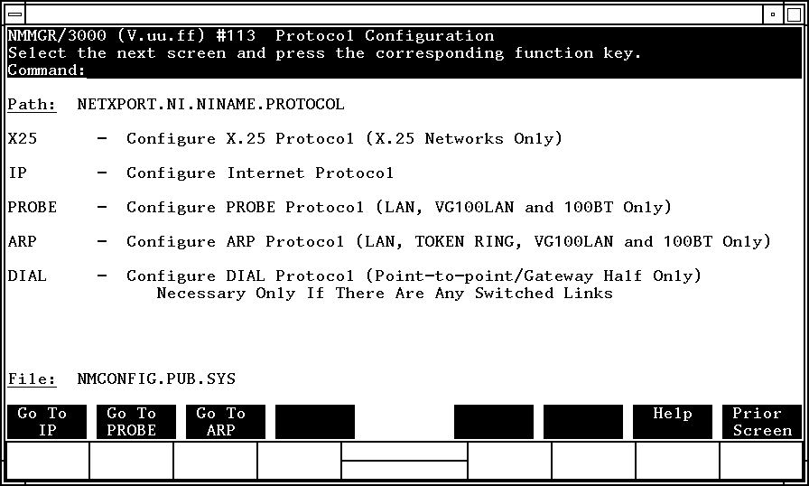 [Protocol Configuration Screen]