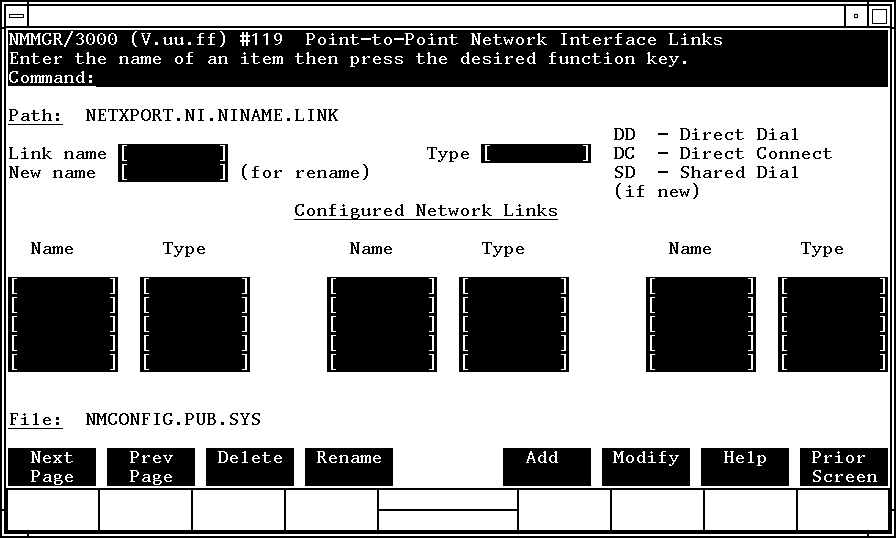 [Point-to-Point Network Interface Links Screen]
