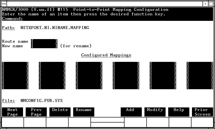 [Point-to-Point Mapping Configuration Screen]