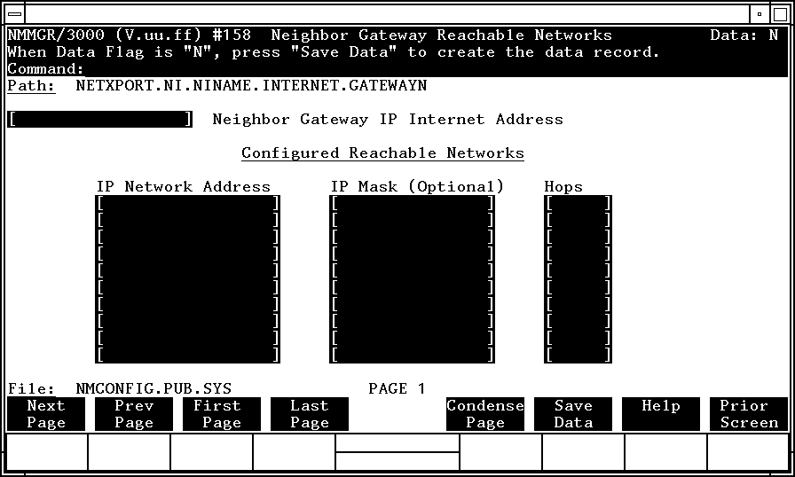 [Neighbor Gateways Reachable Networks Screen]