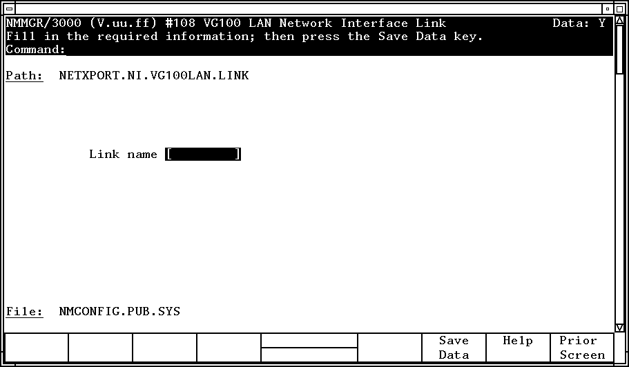 [VG100LAN Network Interface Link Screen]