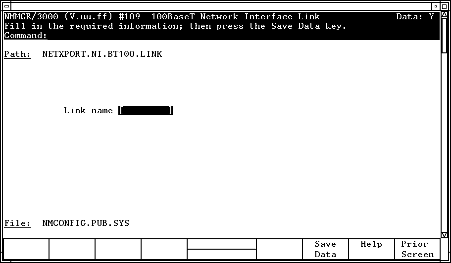 [BT100 Network Interface Link Screen]