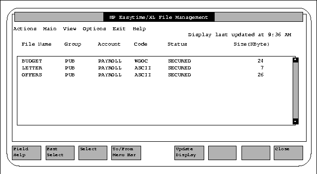 File Management Screen
