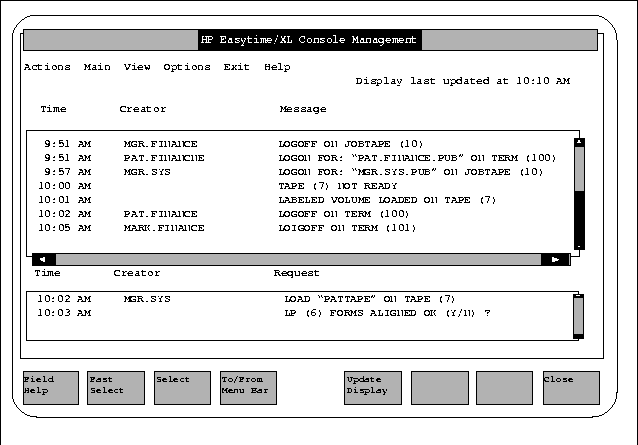 Console Management Screen