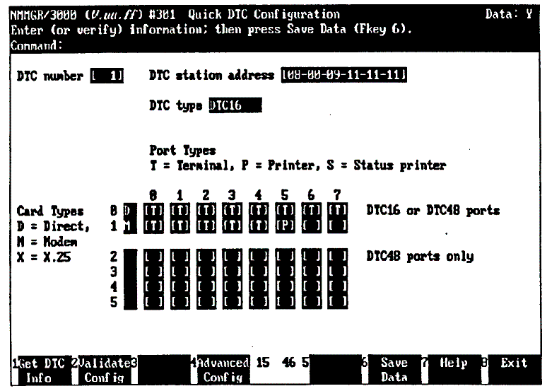 [Quick DTC Configuration Screen]