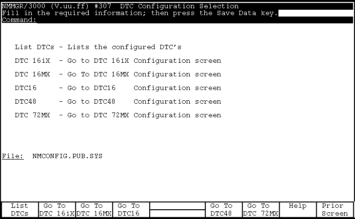 [DTC Configuration Selection Screen]