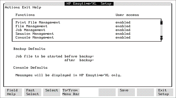 [HP Easytime/iX Setup Screen]