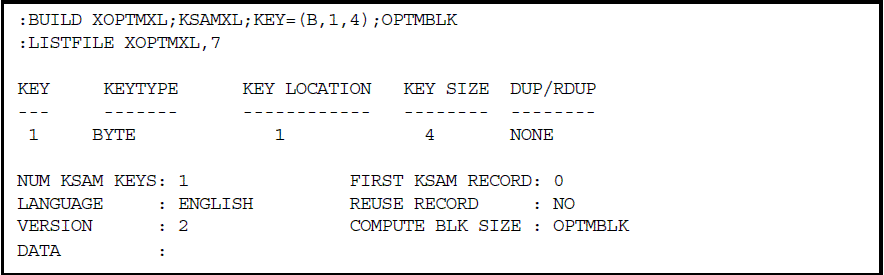 [Creating a KSAM XL file using
the OPTMBLK parameter]