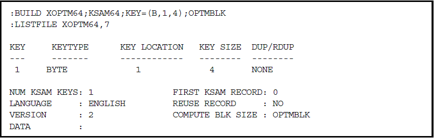 [Creating a KSAM 64 file using
the OPTMBLK parameter]