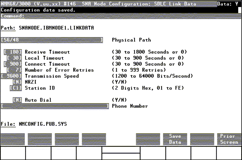 [SDLC Link Data Screen]