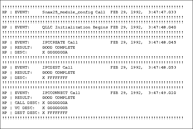 [X.25 Link Tracing Record Format Example]