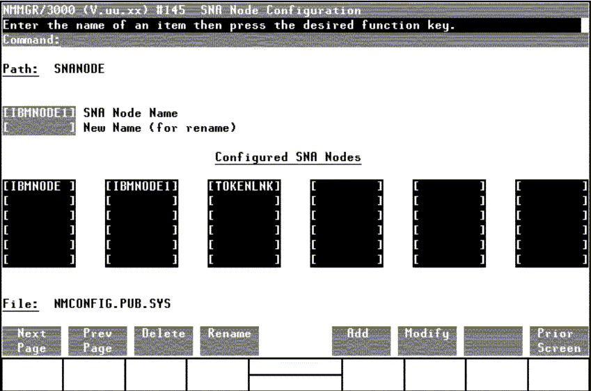 [SNA Node Configuration Screen]