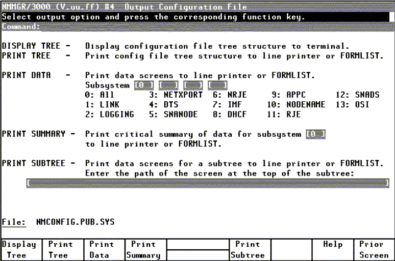 [Output Configuration File Screen]
