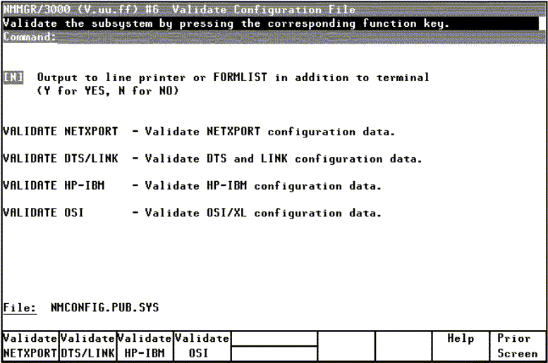 [Validate Configuration File Screen]