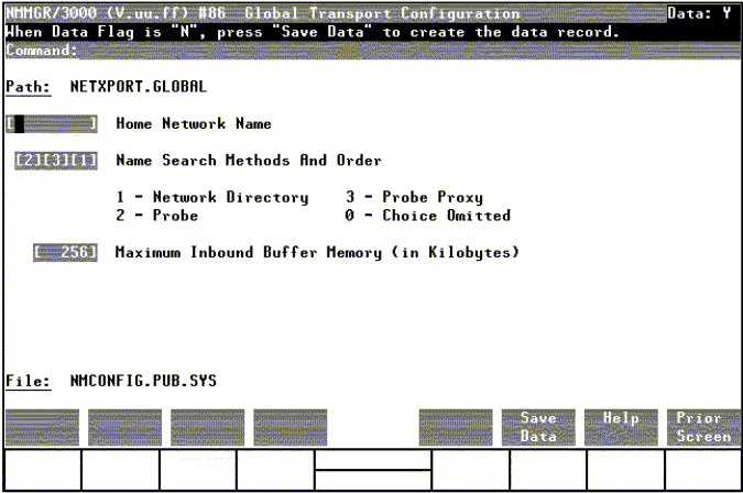 [Global Transport Configuration Screen]