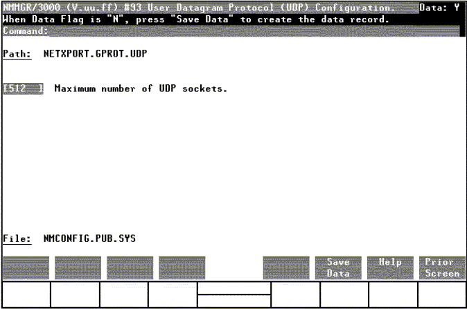 [User Datagram Procotol (UDP) Configuration Screen]